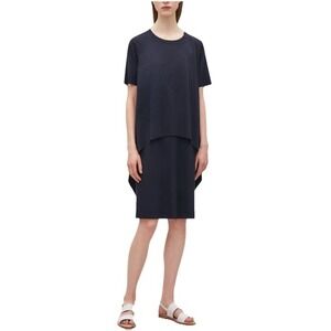 COS Womens Small Navy Dress Layered Lagenlook‎ Minimalist Scandi Preppy NWT